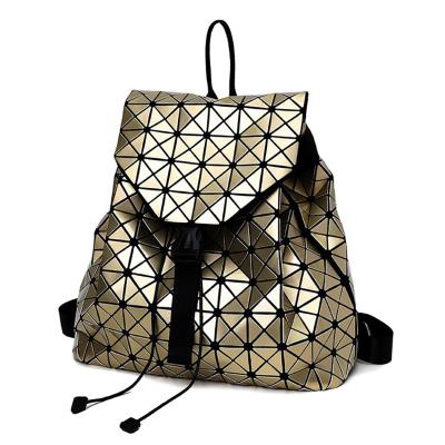 China Plaid Anti-theft Geometric Sequin Fashion Female Backpacks For College School Bag Holographic Rucksack for sale