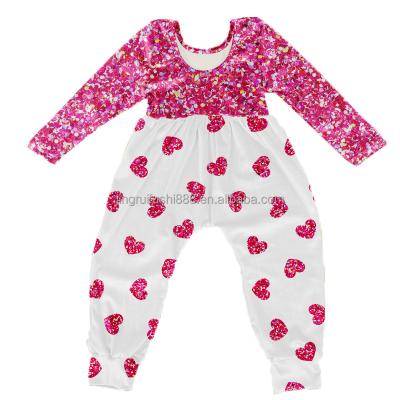 China Custom Causal Wear Valentine's Day Pattern Kids Baby Romper Love Printed Long Sleeve Babies Overalls for sale