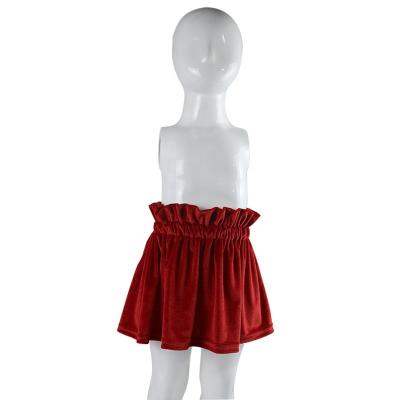 China Breathable Mini Skirts Christmas Red Baby Girl Winter Velvet Soft Sheer Boutique Kids Clothing Dresses for sale