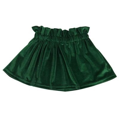 China Breathable Kids Girl Mini Skirt Olive Green Velvet Girl Boutique High Waist Skirt for sale