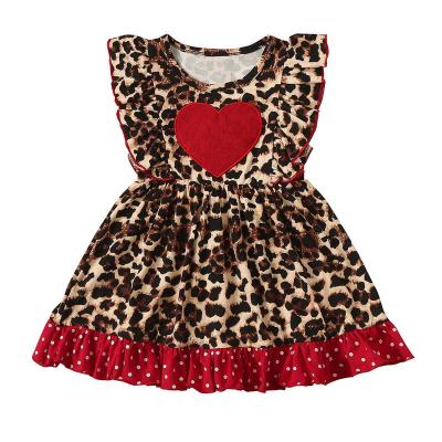 China Fashion Toddler Girl Casual Dress Leopard Design Party Breathable Princess Girl Dress Summer Ruffles for sale