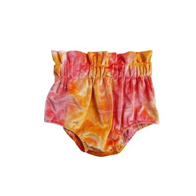 China New Arrival Children Girl Breathable Tie Dye Velvet Bloomers High Waist Kids Girl Shorts Lovely Orange Bloomies for sale