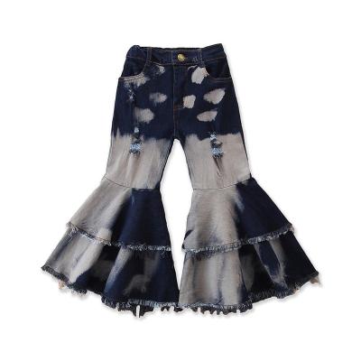 China Children Girl Vintage Bell-Bottom Jeans Pants Breathable Trendy Hot Sale 1-6 Years Children Girl Jeans Pants for sale