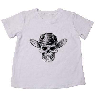 China Moq Breathable Kids Bottoms T-shirts Skull Logo Printed Kids Girl Summer Short Sleeve Tops With Customize Logo for sale