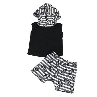 China Good Quality Kids Boy Casual Clothing Sets Skeleton Hoodies Shorts Two-Pieces Teams Summer Boy Sleeveless Clothes for sale