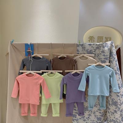 China Breathable children's underwear set autumn home use boys and girls waist long pants pajamas outfits tops for sale