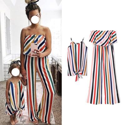 China Fashion Breathable Mommy and Me Striped Dresses 2021 Daily Life Boutique Baby Clothing For Women Dress Sets for sale