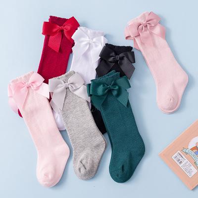 China Cute Pink Princess Girl Dress Big Bow Socks Baby Knee Length Hose Panty Loose Stockings Knee-Length Anti-Skid Socks for sale