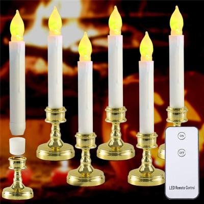 China Wholesale Hot Yellow Flickering Battery Powered Smokeless LED Smokeless LED Flameless Candle Lights with Candle Holder for Weddings for sale