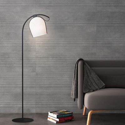 China Modern Scandinavian Style Simple Design Wrought Iron Floor Lamp Resin Shade E27 Floor Lamp For Bedroom Study for sale