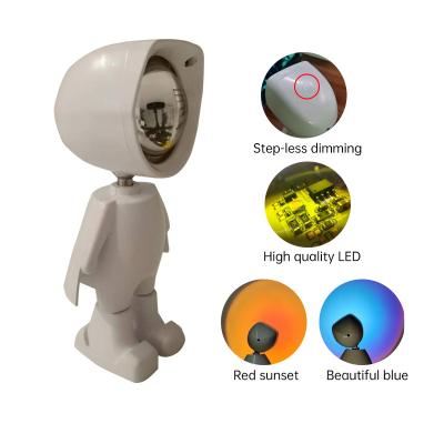 China Factory Direct Sales 2 Color RGB Mini Robot Light Modern Cheap Night USB Sunset Touch Control Projector Lighting Lamp For Kids for sale