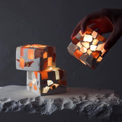 China 2020 New Design Modern Natural Gypsum Stone Cute Rubik's Cube Night Light Kids Room Gift Mood Light Night Club Lights for sale