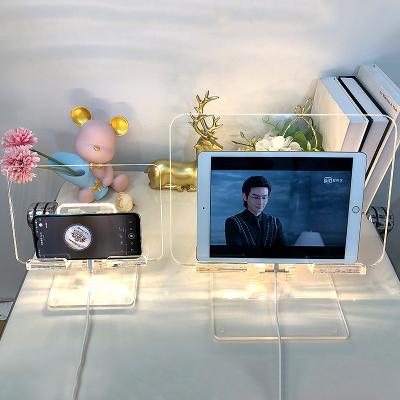 China Modern 12.9 Desk 2022 LED ipad stand modern mobile acrylic gaming stand transparent foldable writeable stand for sale