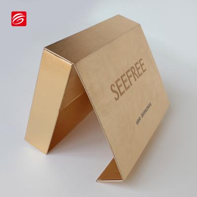 China Biodegradable Luxury Gold Foil Stamping Logo Embossed Gold Paper Finished Cardboard Paper Box for sale