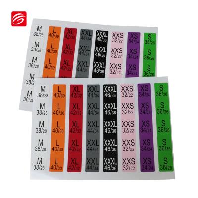 China Waterproof Custom Vinyl Self Adhesive Size Label Sticker On Flat Sheet For Shoes for sale