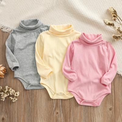 China Cute Spandex/Cotton New Design Baby Solid Ribbed Rompers For Autumn Winter Wear for sale