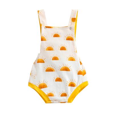 China Wholesale Customized Spandex/Cotton Infants Knit Floral Baby Sun Romper Jumpsuit for sale