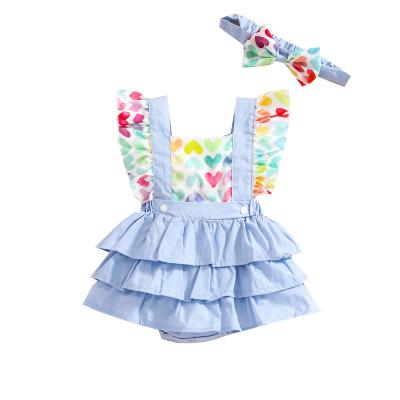 China Spandex/Cotton Baby Dresses With Headband Infants Cotton Outfit In Stock for sale