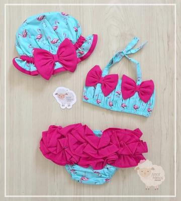 China New Fashion Spandex/Cotton Eco-Friendly Kids Baby Girls 2 Colors Bikini Swimsuit Children 3pcs Swimwear Set With Hat for sale