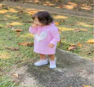 China Hot Selling Spandex/Cotton Baby Pink Kids Hoodie Fall Long Dresses For Girls for sale