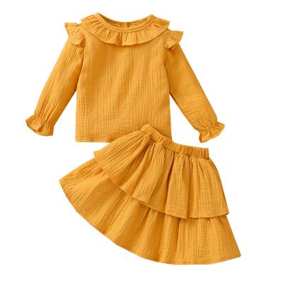 China Hot Selling Autumn Kids Girl Cotton Dress Set Baby Outfit Skirt Spandex/Cotton 2 Pieces Clothing Set for sale