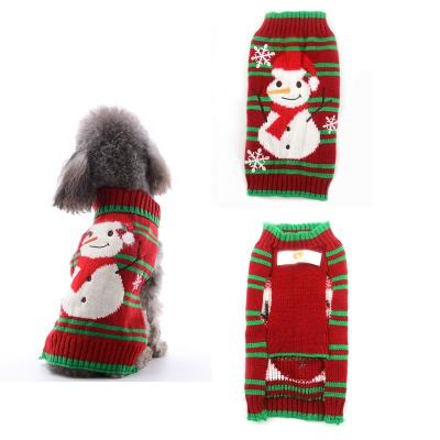 China Sustainable Snowman Poliyster Dog Christmas Costume Pet Knit Clothes Winter Sweater for sale