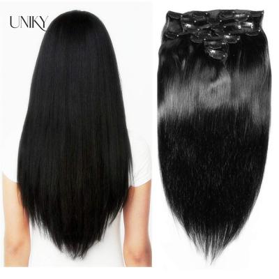 China Straight Straight Wavy Curly Clip In Hair Extensions Uniky Wholesale Natural Double Color Long Straight Clip In Hair Extensions for sale