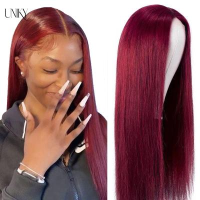 China Uniky HD 99J Straight Lace Front Wig With Baby Hair Indian Hair Wigs Lace Front Red Wig T Lace Front Wig for sale