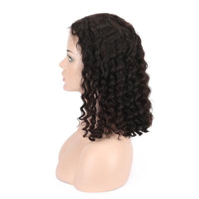 China Deep Wave Uniky 150 Density 150 Density Brazilian Hair Bob Wig Human Hair Curly Lace Front Wig Peruca Bob Human Hair Bob Cut for sale