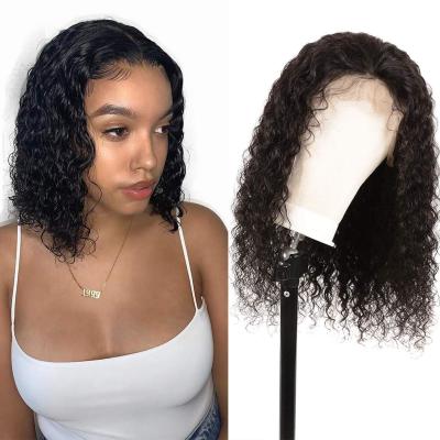 China Glueless Brazilian Deep Curly Front Wigs Human Hair Bob 150% Density Water Wave Short 13x4 Lace Front Wigs Baby Hair Pre Plucked With for sale