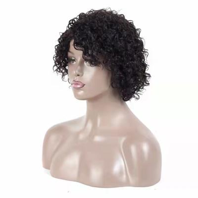 China Water Wave 8 Inch Deep Water Fringe Wig For Black Women,Wholesale Short Curly Wigs With Bang,Brazilian Raw Hair Lace Front Wigs for sale