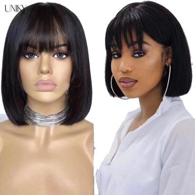 China Uniky Human Hair HD Lace Wig Closure Straight Brazilian Hair Lace Front Human Hair Bob Wigs Short Front Wigs For Black Women for sale