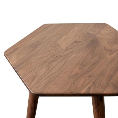 China Convenient New Designed Honeycomb Shape Coffee Solid Wood Side Table Modern Simple Black Walnut Work Table for sale