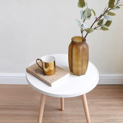 China Country Dresser Style Round White Modern Home Decor Coffee Tea End Table Easy Assembly Side Table With Three Beech Wood Leg for sale