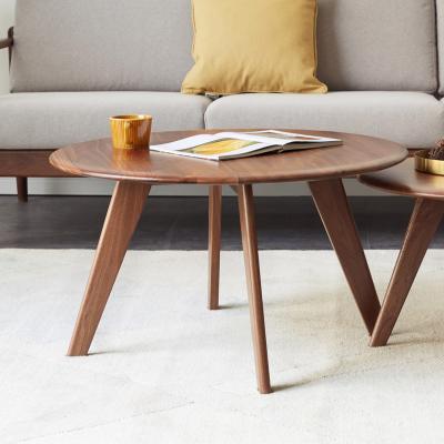 China Wholesale solid wood coffee table walnut color (the other) adjustable high quality living room furniture round wooden coffee table for sale