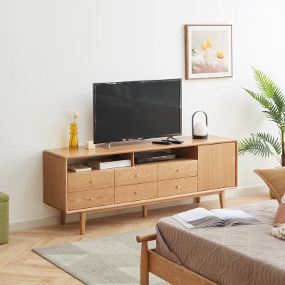 China Nordic Modern Simple Wood Furniture Adjustable Living Room TV Stand Cheapest Solid Design Natural Wood (Other) TV Cabinet for sale