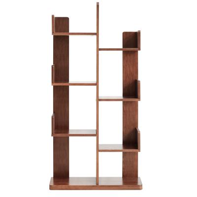 China Environmental Friendly Modern Floor Shaped Shelf Furniture Simple Design Storage Bookshelf Creative Wooden Solid Wood Industrial Bookcase for sale