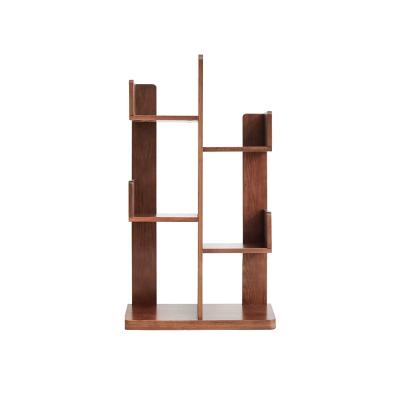 China Modern Style (Other) Oak Tree Floor Adjustable Natural Wood Storage FLB Shaped Shelf Creative Solid Wood Industrial Bookcase for sale