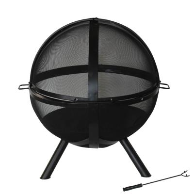 China Wholesale Stocked Garden Fire Globe Mesh Fire Pit With Rain Cover for sale