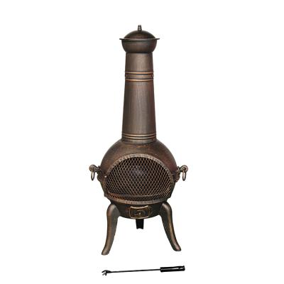 China Classic Charcoal Iron Stocked Garden Chimeneas With Steel Pipe for sale