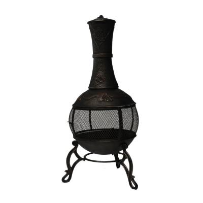 China Outdoor Wood Burning Antique Cast Iron Stocked Heavy Chimeneas for sale