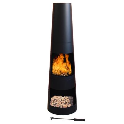 China 125cm H Stocked Garden Round Steel Modern Chimeneas With Storage for sale