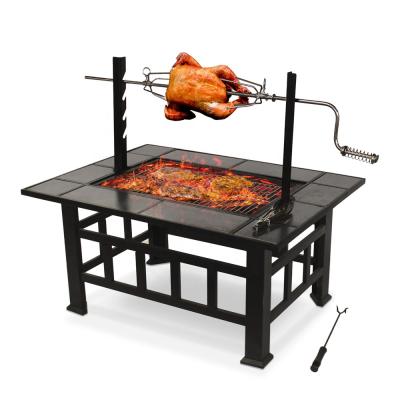 China Stocked Garden Tile Roast Chicken Top Fire Table With BBQ Grill for sale