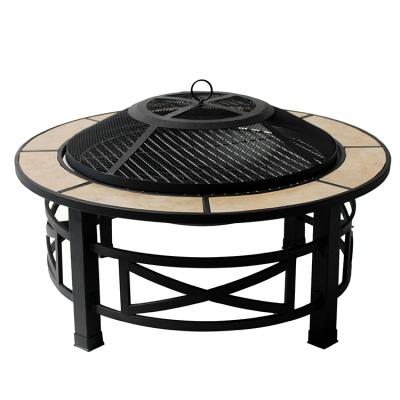 China Stocked Outdoor Muli-function Fire Pit Table With BBQ Grill for sale