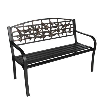 China Outdoor Patio Bench Flower Style Bench With Cast Iron Back for sale