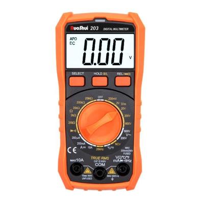 China RuoShui Digital 203 Manual Multimeter DMM Tester With NCV LIVE Function Frequency Meter True NEW 203 Meter Temperature Tester RMS Meter for sale