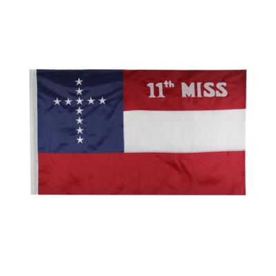 China Health Care Institutes 3' x5 11th Embroidery Miss Mississippi Infantry 100% Cotton Flag for sale