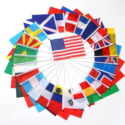 China Wholesale International Healthcare Institutes World Decorations All Country Flag 2022 World Cup Nations Colored Hand Flags With Plastic Pole for sale