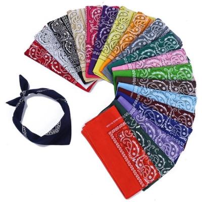 China Sun Protection Double Sided Paisley Cotton Paisley Cotton Reusable Custom Headwear Headscarf Square Printed Soft Bandana Scarf for sale