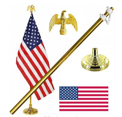 China VOLANT 8FT Aluminum Kit Telescoping Indoor Flag Pole with 3' x5 Polyester Flag USA and Base American St for sale